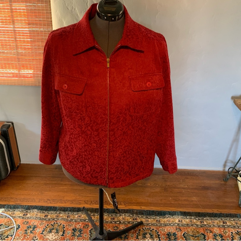 Jones of New York Red Brocade Blazer Size 1X - Picture 2 of 13